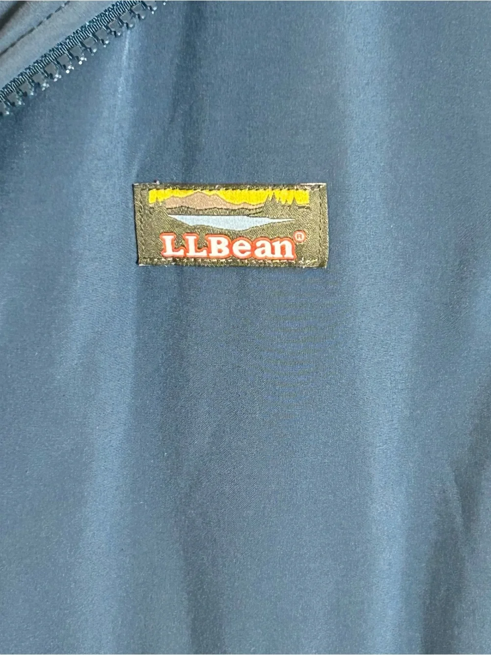 LL Bean Primaloft Vest Mens XL Blue Brown Slightly Fitted Insulated Full Zip